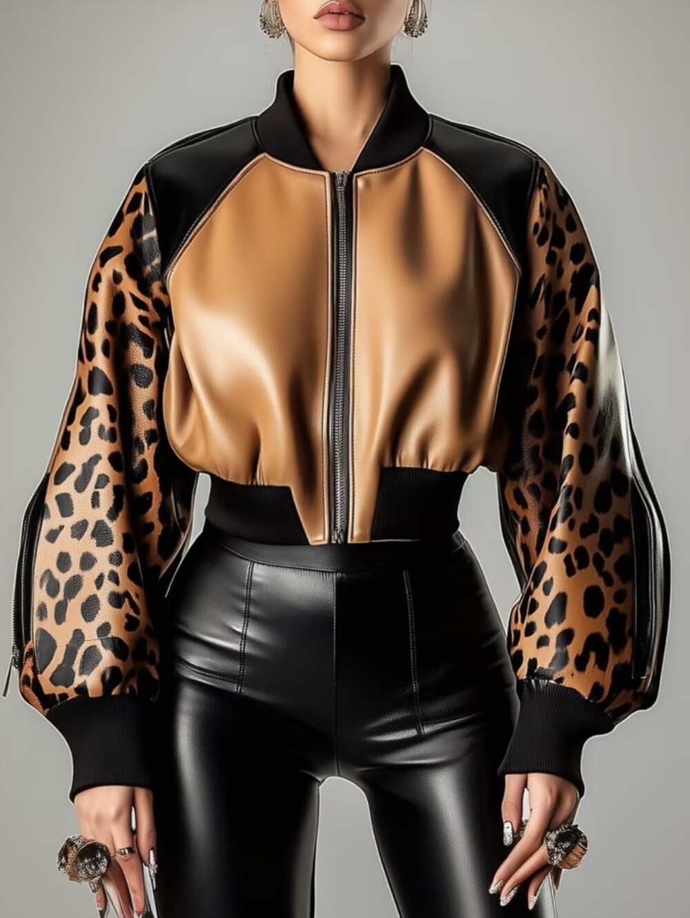 Leopard Print Bomber Jacket